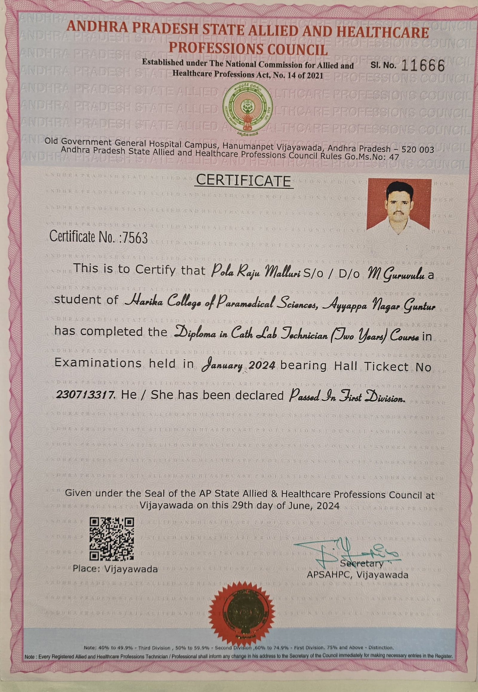 AP State Allied Health Certificate